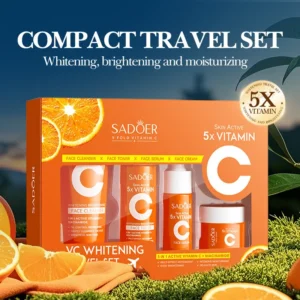 Kit de voyage à la vitamine C (nettoyant pour le visage, tonique, sérum, crème pour le visage)